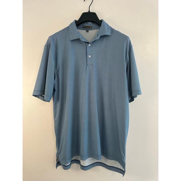 Peter Millar Summer Comfort Navy Houndstooth Golf Cooling Performance Polo Sz. L - Picture 1 of 5